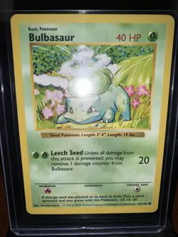 Pokemon Card Bulbasaur 44/102 Shadowless Base Set WOTC Vintage MP - Image 2