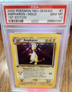2000 POKEMON NEO GENESIS 1ST EDITION #1 AMPHAROS-HOLO PSA 10 - Image 1