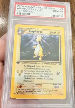 2000 POKEMON NEO GENESIS 1ST EDITION #1 AMPHAROS-HOLO PSA 10 - Image 3