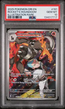 2025 POKEMON DRI EN-DESTINED RIVALS #191 TEAM ROCKET'S HOUNDOOM PSA 10 - Image 1