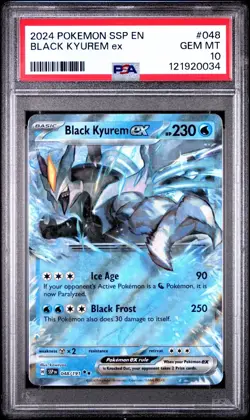 2024 POKEMON SSP EN-SURGING SPARKS #048 BLACK KYUREM EX PSA 10 - Image 1