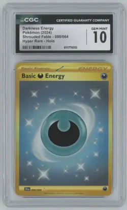 2024 Pokemon Shrouded Fable Basic Darkness Energy CGC 10 Hyper Rare #98 - Image 1