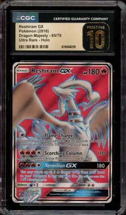 Pokemon Reshiram GX Dragon Majesty Full Art #65 CGC 10 Pristine - Image 1