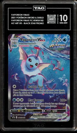 Pokemon Vaporeon VMAX Premium Coll. Full Alt Art Promo SWSH182 TAG 10 Gem Mint - Image 1