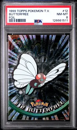1999 TOPPS POKEMON TV FOIL #12 BUTTERFREE PSA 8 - Image 1