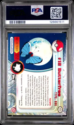 1999 TOPPS POKEMON TV FOIL #12 BUTTERFREE PSA 8 - Image 2
