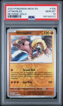 2023 POKEMON MEW EN-151 REVERSE HOLO #106 HITMONLEE PSA 10 - Image 1