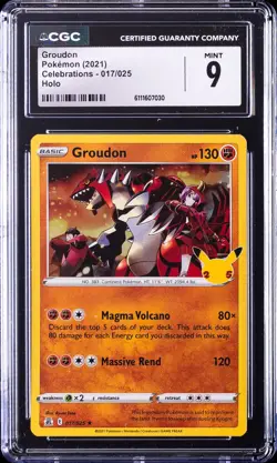 2021 POKEMON CELEBRATIONS HOLO #017/025 GROUDON CGC 9 - Image 1