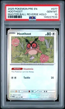 2025 POKEMON PRE EN-PRISMATIC EVOLUTIONS #077 HOOTHOOT PSA 10 - Image 1