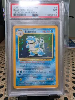 2000 Pokemon Game Italian 1st Edition Blastoise Holo #2 PSA 7 - Image 1