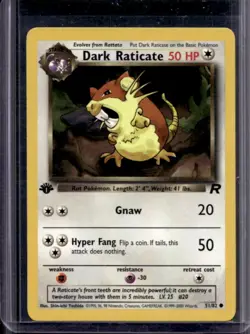 2000 Pokemon Team Rocket First Edition Dark Raticate #51/82 - Image 1
