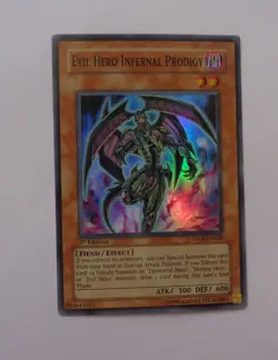 Evil Hero Infernal Prodigy DP06-EN008 (Super Rare, 1st Ed, Lightly Played / LP) - Image 1