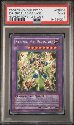 Elemental Hero Plasma Vice GLAS-EN037 1st Edition Secret Rare Yugioh PSA 9 *024 - Image 1