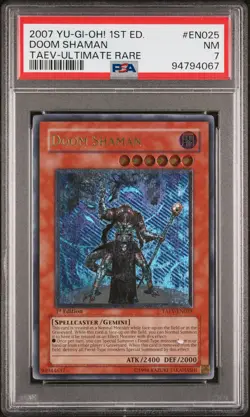 Doom Shaman TAEV-EN025 1st Edition Ultimate Rare Yugioh PSA 7 *067 - Image 1