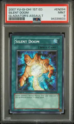 Silent Doom GLAS-EN094 1st Edition Secret Rare NA Yugioh PSA 9 *833 - Image 1