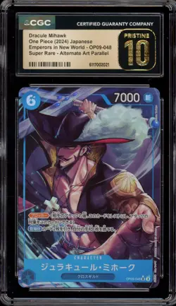 One Piece CCG Dracule Mihawk JPN SR Alt Art Parallel OP09-048 CGC 10 Pristine - Image 1