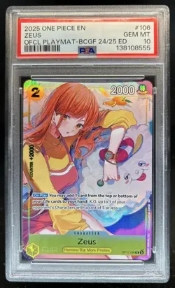 2024-25 One Piece BCG Fest Zeus Promo Playmat #OP11-106 PSA 10 - Image 1