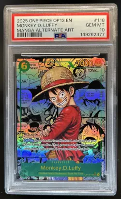 2025 One Piece Monkey D. Luffy Special Card Manga Art #OP13-118 PSA 10 - Image 1