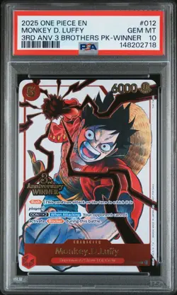 2025 One Piece 3rd Anniversary 3 Brothers Winner Monkey D Luffy #ST01-012 PSA 10 - Image 3