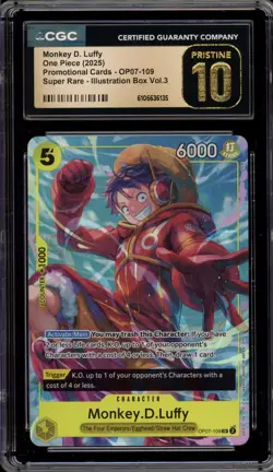 One Piece CCG Monkey.D.Luffy Illustration Bx. SR OP07-109 CGC 10 Pristine - Image 1