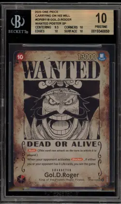 One Piece CCG Gol.D.Roger Carrying on His Will Wanted Poster OP09-118 BGS 10 - Image 1