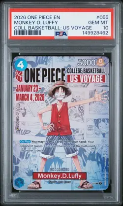 2026 ONE PIECE PROMOS COLLEGE BASKETBALL : US VOYAGE MONKEY D. LUFFY PSA 10 - Image 1