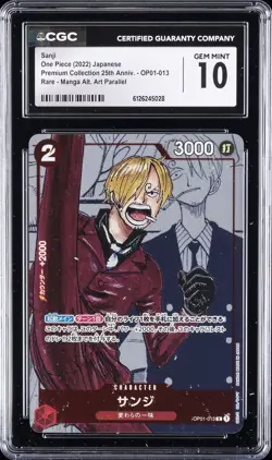 2022 ONE PIECE JPN PREM COLL 25TH ANNIV MANGA ALT ART #OP01-013 SANJI CGC 10 - Image 1