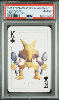 Pokemon Stadium Green Alakazam King of Clubs Playing Card 1998 PSA 10 GEM - Image 1