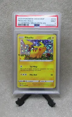 PSA 9 MINT GRADED 2020 Pokemon PIKACHU HOLO GENERAL MILLS Black Star Card B - Image 1