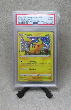 PSA 9 MINT GRADED 2020 Pokemon PIKACHU HOLO GENERAL MILLS Black Star Card B - Image 5