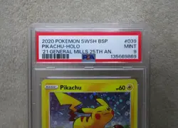 PSA 9 MINT GRADED 2020 Pokemon PIKACHU HOLO GENERAL MILLS Black Star Card E - Image 2