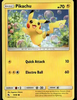 Pikachu Common Hidden Fates 19/68 Lightning Normal Pokemon Card - Image 1