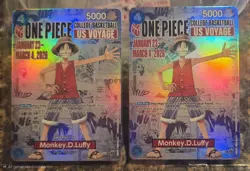 Bandai One Piece CCG US Voyage Monkey.D.Luffy Holo Promo Character Card Lot (2) - Image 1