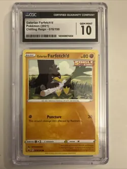 078/198 GALARIAN FARFETCH'D COMMON CHILLING REIGN POKEMON CARD CGC 10 - Image 1