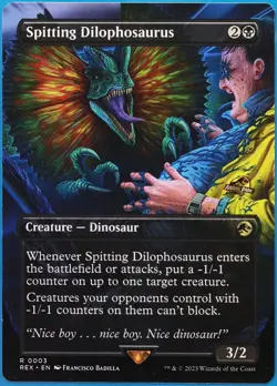 Spitting Dilophosaurus Jurassic World NM Black Rare CARD (512842) ABUGames - Image 1