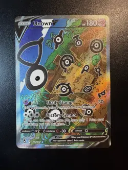 Pokemon TCG Unown V 177/195 Alternate Art Silver Tempest Card with Ink Error - Image 1