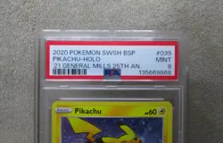 PSA 9 MINT GRADED 2020 Pokemon PIKACHU HOLO GENERAL MILLS Black Star Card D - Image 2