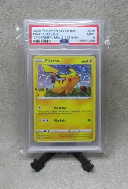 PSA 9 MINT GRADED 2020 Pokemon PIKACHU HOLO GENERAL MILLS Black Star Card D - Image 5