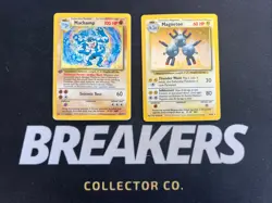 1999 Base Set Vintage Pokemon 2 Card Lot: Holo 1st Edition Machamp & Magneton - Image 1