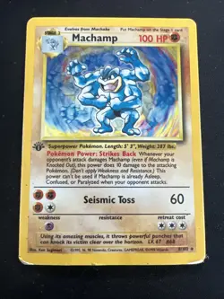 1999 Base Set Vintage Pokemon 2 Card Lot: Holo 1st Edition Machamp & Magneton - Image 2