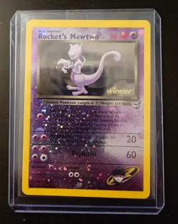 Pokemon Rocket's Mewtwo Winner Promo Stamped Holo Best of Game Card - Image 1