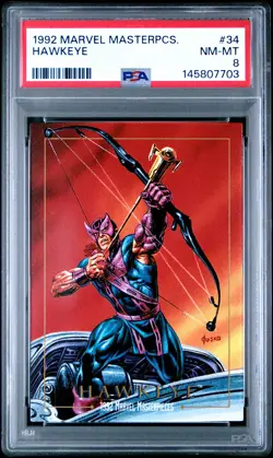 1992 MARVEL MASTERPIECES #34 HAWKEYE PSA 8 - Image 1