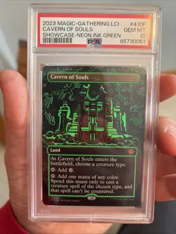 2023 MTG IXALAN CAVERN OF SOULS SHOWCASE NEON INK GREEN BORDERLESS #410E PSA 10! - Image 1