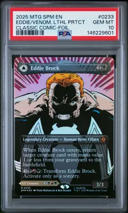 2025 MTG MARVEL'S SPIDER-MAN #0233 EDDIE BROCK/VENOM, LETHAL PROTECTOR PSA 10 - Image 1