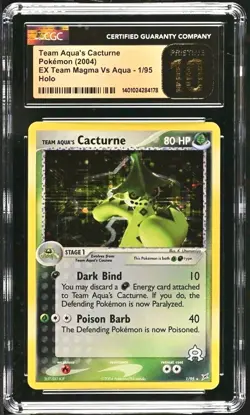 POP 1 Cacturne 1/95 EX Team Magma Vs Aqua Pokemon Holo CGC 10 PRISTINE (CS2) - Image 1