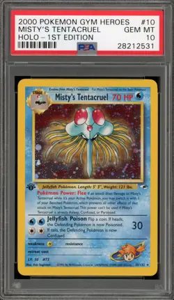 Pokemon Misty's Tentacruel Gym Heroes 1st Edition Holo Rare #10 PSA 10 Gem Mint - Image 1