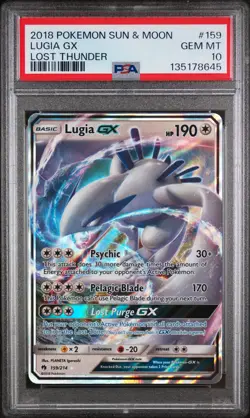 2018 POKEMON SUN & MOON LOST THUNDER #159 LUGIA GX PSA 10 - Image 1