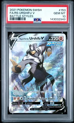 2021 POKEMON SWORD & SHIELD BATTLE STYLES FULL ART/RAPID STRIKE URSHIFU V PSA 10 - Image 1