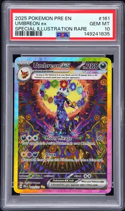 2025 POKEMON PRISMATIC EVOLUTIONS SPECIAL ILLUSTRATION RARE UMBREON EX PSA 10 - Image 1