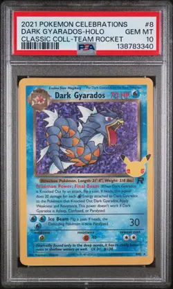 2021 POKEMON CELEBRATIONS CLASSIC COLL #8 DARK GYARADOS-HOLO PSA 10 - Image 1
